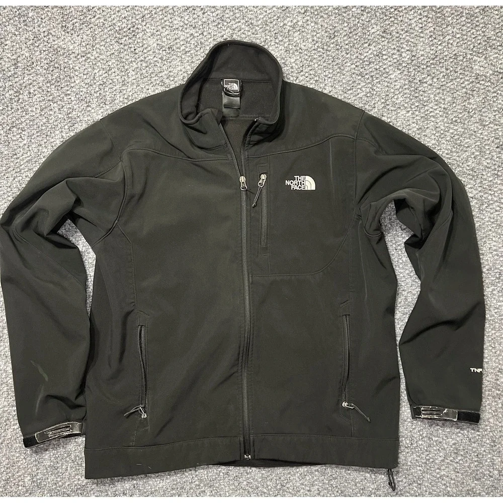 The North Face‎ Black Full Zip Stand-Up Collar Jacket Logo Men's Mid-Length L